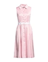 Moschino Woman Midi Dress Pink Size 12 Cotton, Cupro, Elastane