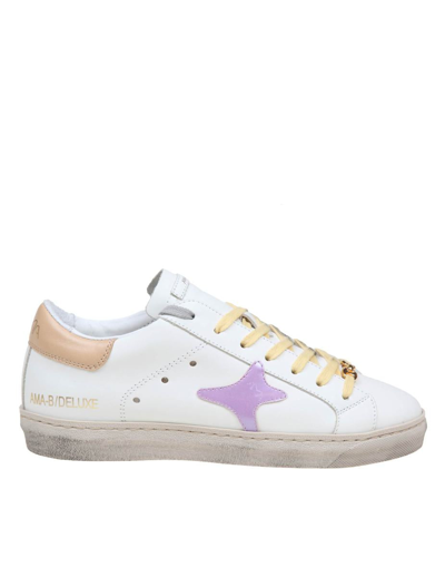 Ama Brand Leather Sneakers In White/multicolor