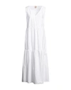 Hugo Boss Boss Woman Maxi Dress White Size 6 Cotton, Elastane