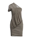 Rick Owens Woman Mini Dress Khaki Size 10 Cupro, Elastane In Beige