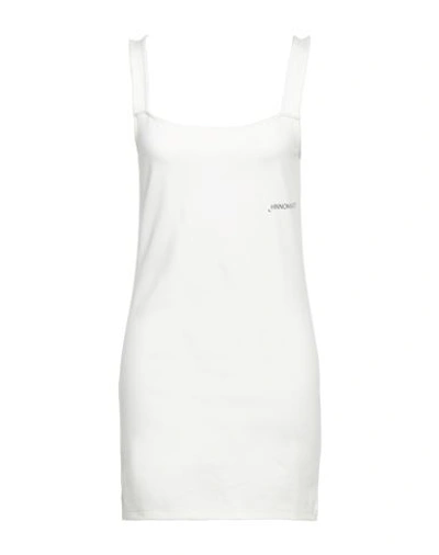 Hinnominate Woman Mini Dress White Size M Viscose, Polyamide, Elastane