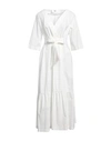 Solotre Woman Midi Dress White Size 8 Cotton