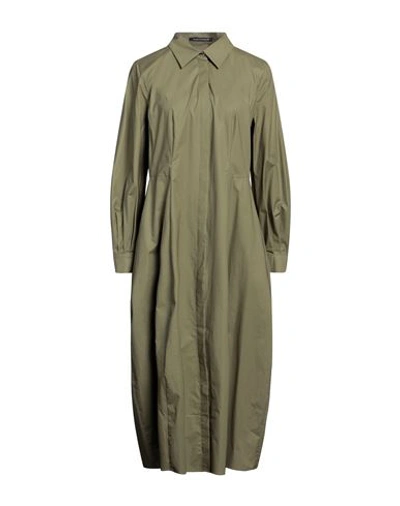 Luisa Cerano Woman Midi Dress Military Green Size 10 Cotton, Elastane