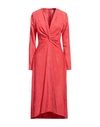 Isabel Marant Woman Midi Dress Coral Size 8 Viscose, Linen In Red