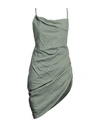 Jacquemus Woman Mini Dress Sage Green Size 6 Viscose, Polyamide