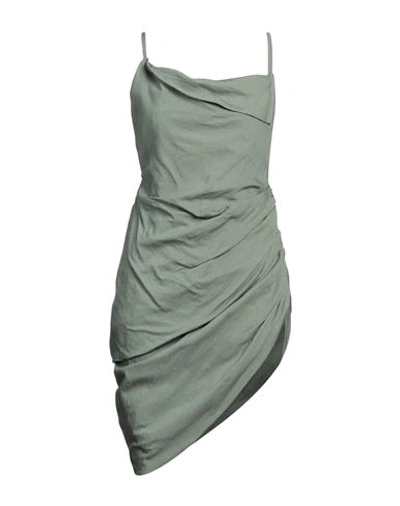 Jacquemus Woman Mini Dress Sage Green Size 6 Viscose, Polyamide In Sage Green
