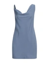 Vicolo Woman Mini Dress Light Blue Size M Polyester, Elastane