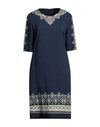Etro Stretch Viscose Dress With Embroidered Geometric Pattern In Blue