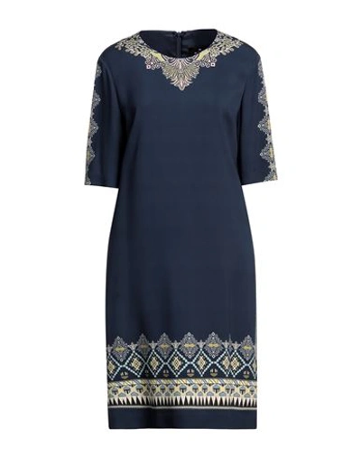 Etro Woman Midi Dress Midnight Blue Size 12 Viscose, Elastane