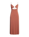 Liviana Conti Woman Midi Dress Tan Size 8 Viscose In Brown