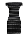 Alexander Mcqueen Mini Dress In Two-tone Knit In Black