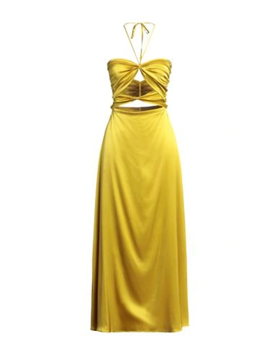 Emma & Gaia Woman Maxi Dress Yellow Size 6 Silk, Elastane