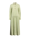 Alysi Woman Maxi Dress Green Size 4 Cotton, Viscose, Silk
