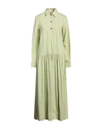 Alysi Woman Maxi Dress Green Size 0 Cotton, Viscose, Silk