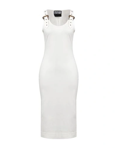 Versace Jeans Couture Woman Midi Dress Cream Size 10 Viscose, Polyamide, Elastane In White