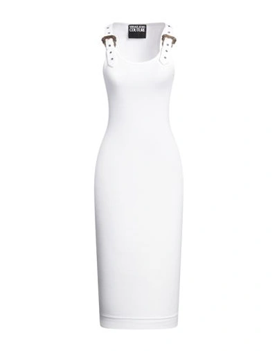 Versace Jeans Couture Woman Midi Dress White Size 10 Viscose, Elastane