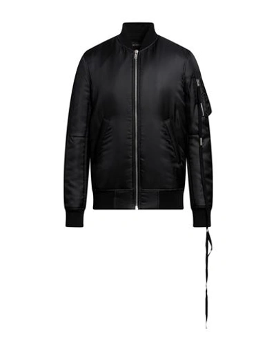 Ann Demeulemeester Man Jacket Black Size 38 Silk, Polyurethane, Virgin Wool