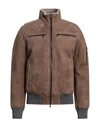 Barba Napoli Man Jacket Camel Size 42 Leather In Beige