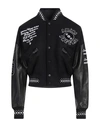 Amiri Logo Graphic Embroidered Crop Varsity Jacket In Black