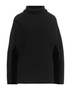 Sa Su Phi Ribbed Wool High Neck Cape In Black