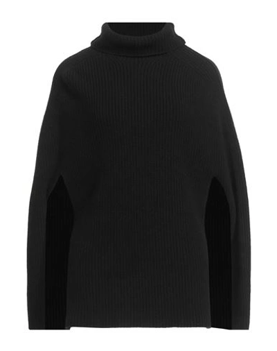 Sa Su Phi Ribbed Wool High Neck Cape In Black