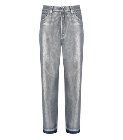 ELISABETTA FRANCHI ELISABETTA FRANCHI  SILVER LAMINATED BOYFRIEND JEANS