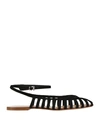 Anna F . Woman Ballet Flats Black Size 11.5 Leather In Black