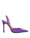 Amina Muaddi Woman Pumps Purple Size 7.5 Textile Fibers