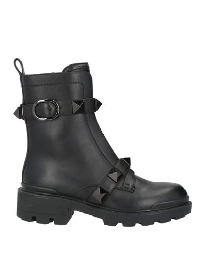 Valentino Garavani Woman Ankle Boots Black Size 8 Soft Leather