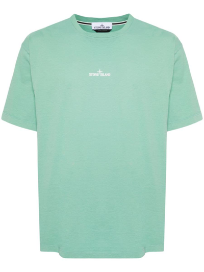 Stone Island T-shirt 'scratched Paint One' Print In Green