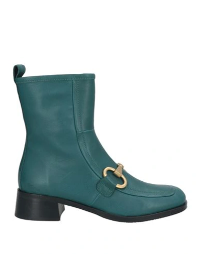 Elvio Zanon Woman Ankle Boots Deep Jade Size 8 Soft Leather In Green