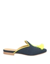 Chatelles Woman Mules & Clogs Midnight Blue Size 7 Textile Fibers, Soft Leather In Blue