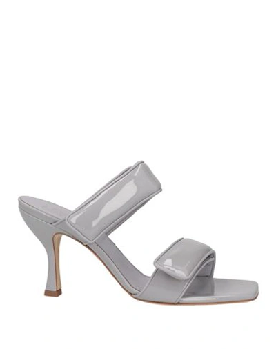 Gia Borghini Woman Sandals Grey Size 9.5 Soft Leather