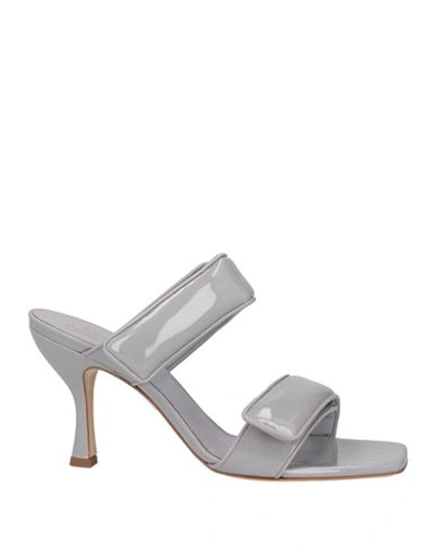Gia Borghini Woman Sandals Grey Size 9.5 Soft Leather In Grey