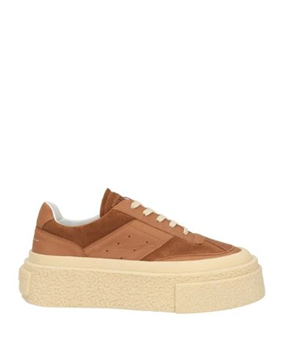 Mm6 Maison Margiela Tan Platform Sneakers In H9546 Bone Brown/mon