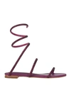 LOLA CRUZ LOLA CRUZ WOMAN SANDALS PURPLE SIZE 10 LEATHER