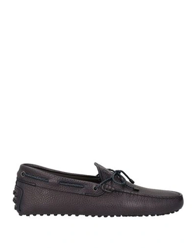 Tod's Man Loafers Navy Size 9 Leather In Navy Blue