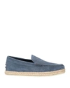 TOD'S TOD'S MAN ESPADRILLES SLATE BLUE SIZE 9 LEATHER