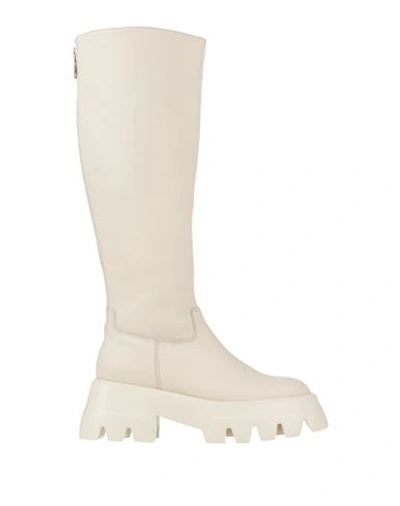 Nubikk Woman Boot Cream Size 8 Leather In White