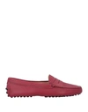 TOD'S TOD'S WOMAN LOAFERS BRICK RED SIZE 8 LEATHER
