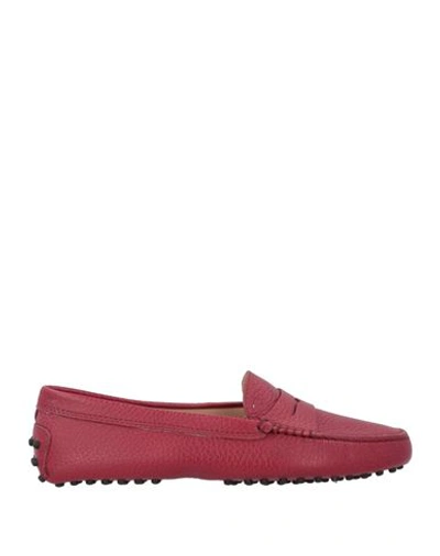Tod's Woman Loafers Brick Size 8 Leather In Red