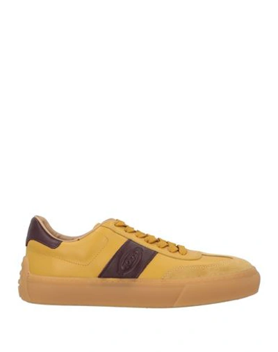 Tod's Man Sneakers Mustard Size 9 Leather In Yellow
