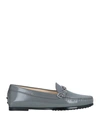 Tod's Woman Loafers Grey Size 8 Leather In Grey