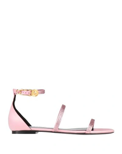 Versace Woman Sandals Pink Size 8 Textile Fibers