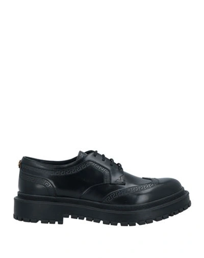 Versace Man Lace-up Shoes Black Size 12 Calfskin