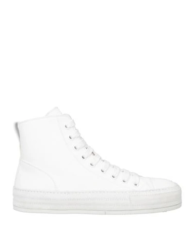 Ann Demeulemeester Man Sneakers White Size 8 Leather, Textile Fibers