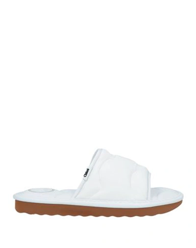 Chloé Woman Sandals White Size 8 Leather, Textile Fibers