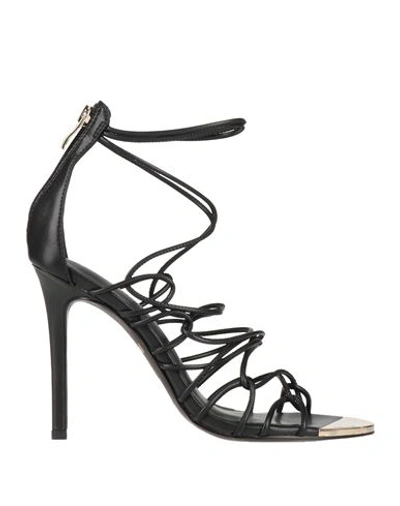 Just Cavalli 120mm Leather Sandals In Black