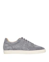 Brunello Cucinelli Flat Sole Leather Sneakers Low-top Design In Grey