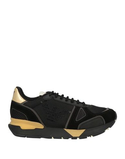 Emporio Armani Man Sneakers Black Size 9 Leather, Textile Fibers